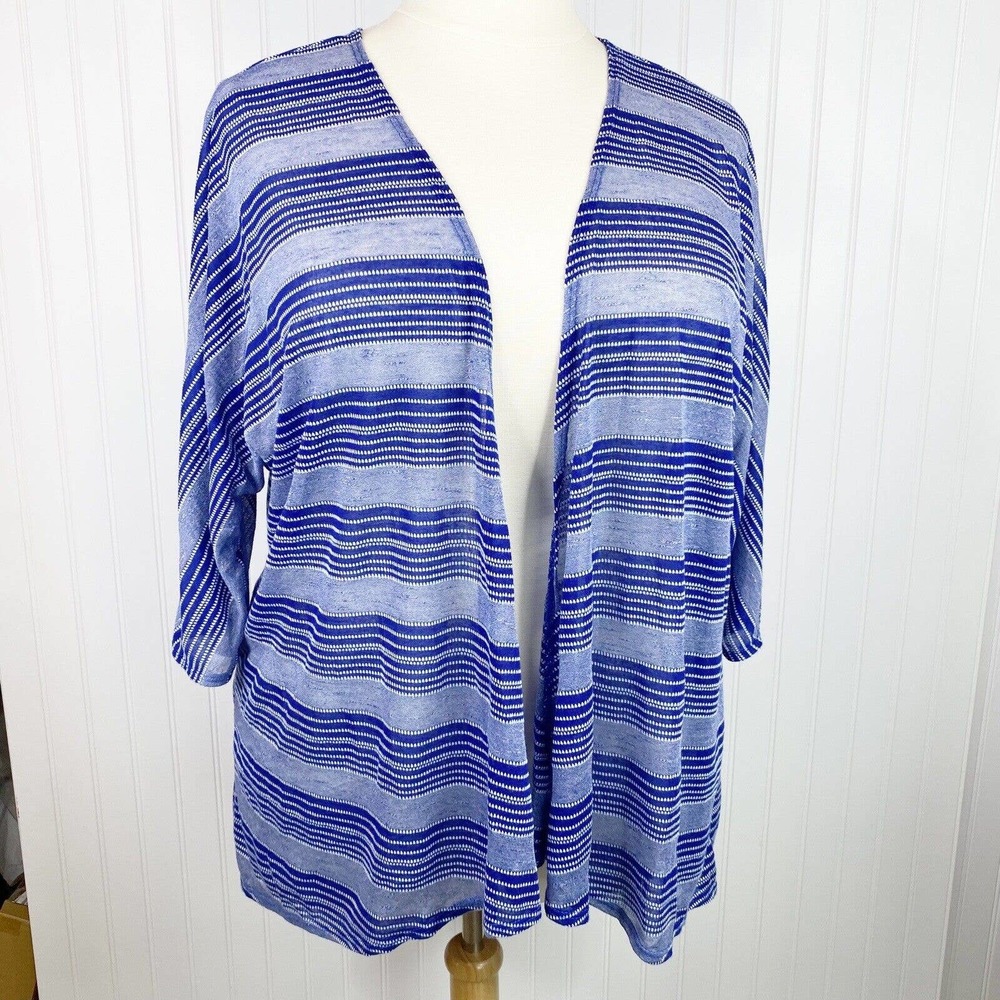 LuLaRoe Lindsay Kimono Large 18-22 Royal Blue White Sheer